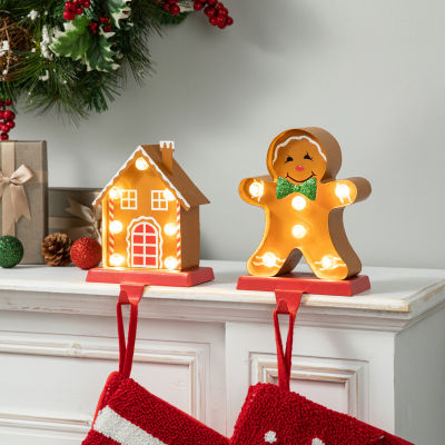 Glitzhome Marquee Gingerbread 2-pc. Christmas Stocking Holder