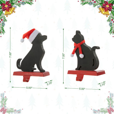 Glitzhome 2-pc. Cat & Dog Christmas Stocking Holder