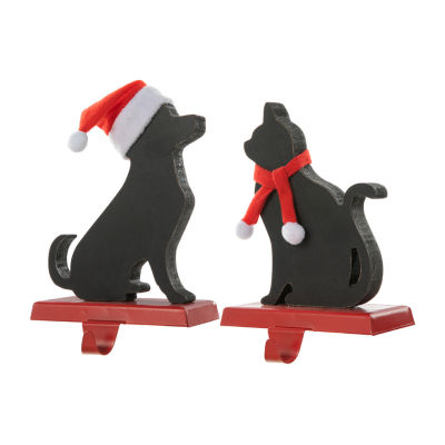 Glitzhome 2-pc. Cat & Dog Christmas Stocking Holder