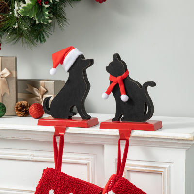 Glitzhome 2-pc. Cat & Dog Christmas Stocking Holder