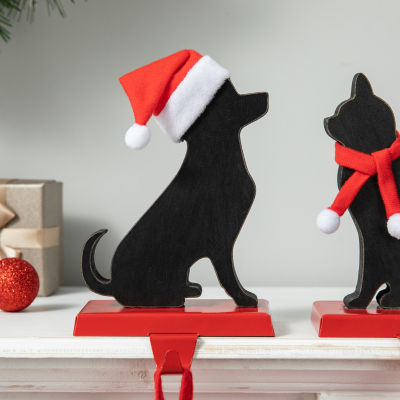 Glitzhome 2-pc. Cat & Dog Christmas Stocking Holder