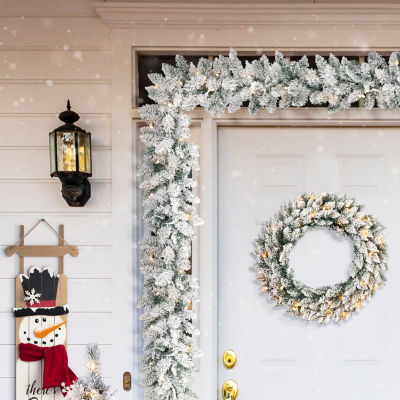 Glitzhome 3ft Pre-Lit Wreath Set Indoor Christmas Garland
