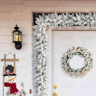 Glitzhome 3ft Pre-Lit Wreath Set Christmas Indoor Garland