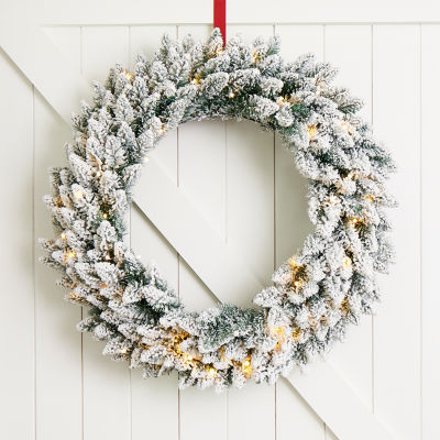 Glitzhome 3ft Pre-Lit Wreath Set Christmas Indoor Garland