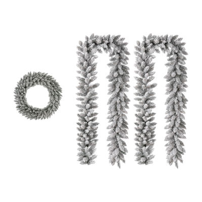 Glitzhome 3ft Pre-Lit Wreath Set Christmas Indoor Garland