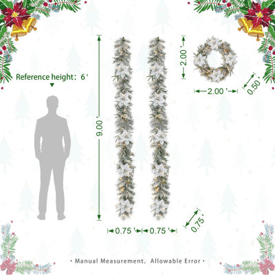 Glitzhome Pre-Lit Wreath, Indoor Christmas Garlands