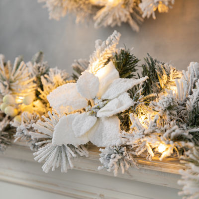 Glitzhome Pre-Lit Wreath, Indoor Christmas Garlands