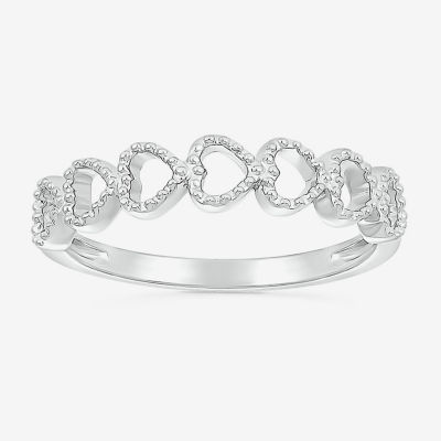 4MM 10K White Gold Heart Band