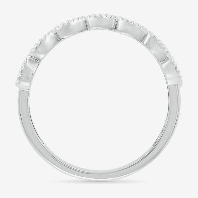 4MM 10K White Gold Heart Band