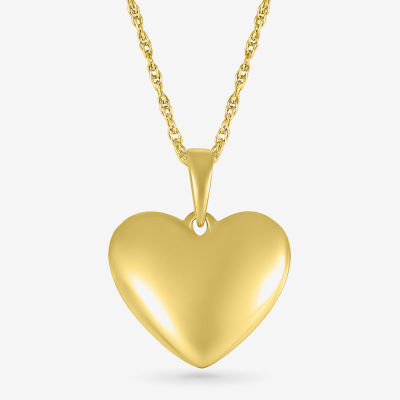 Womens 10K Gold Heart Pendant Necklace