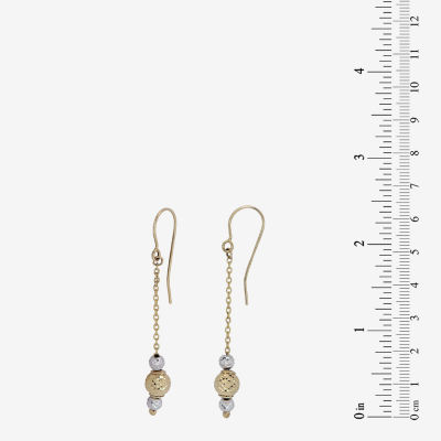 14K Two Tone Gold Ball Drop Earrings