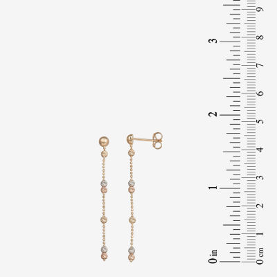 14K Tri-Color Gold Ball Drop Earrings