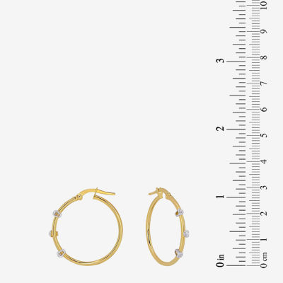 White Cubic Zirconia 14K Gold 24mm Hoop Earrings