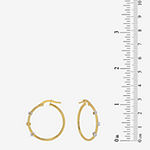 White Cubic Zirconia 14K Gold 24mm Hoop Earrings