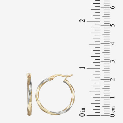 14K Two Tone Gold 21mm Hoop Earrings