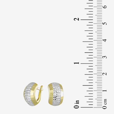 14K Two Tone Gold 15mm Hoop Earrings
