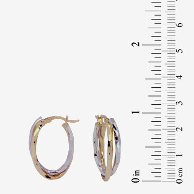 14K Two Tone Gold 24mm Hoop Earrings