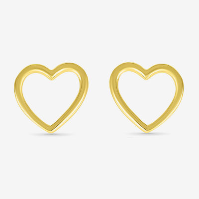 10K Gold 8.1mm Heart Stud Earrings