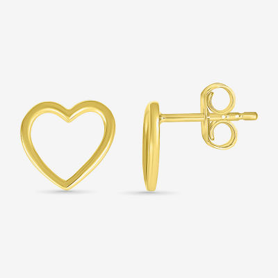 10K Gold 8.1mm Heart Stud Earrings