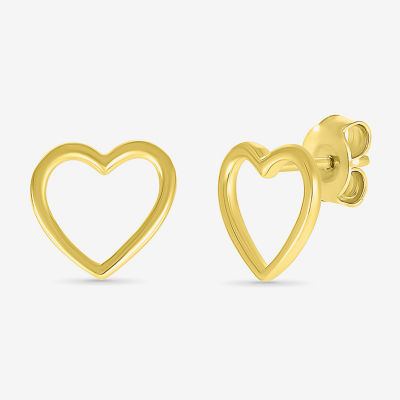 10K Gold 8.1mm Heart Stud Earrings