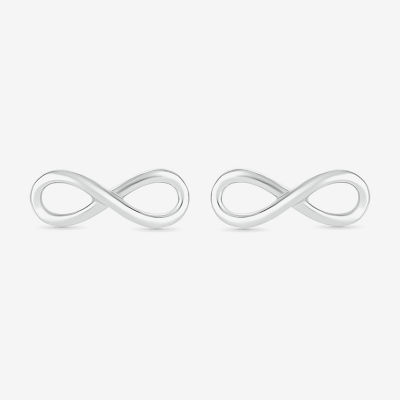 10K White Gold 4.3mm Infinity Stud Earrings