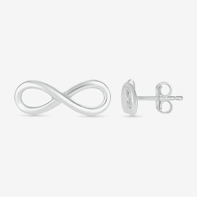 10K White Gold 4.3mm Infinity Stud Earrings