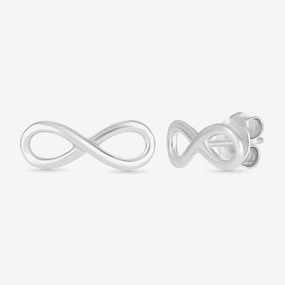 10K White Gold 4.3mm Infinity Stud Earrings