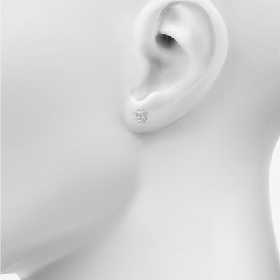 10K White Gold 8.4mm Flower Stud Earrings