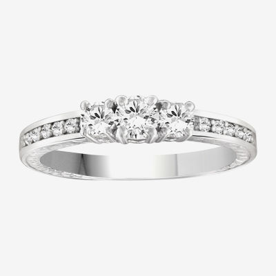 Womens 1 1/ CT. T.W. White Cubic Zirconia Sterling Silver Promise Ring