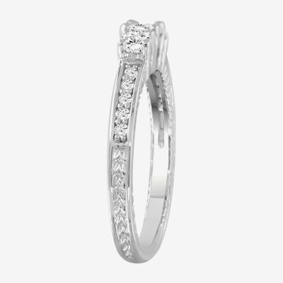 Womens 1 1/ CT. T.W. White Cubic Zirconia Sterling Silver Promise Ring