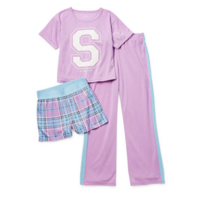 Jellifish Kids Child Girls 3-Piece Pajama Set Kids Sleepwear, Short Sleeve  Top with Long Pants and Matching Shorts Pj