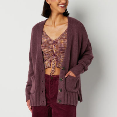 New! Arizona Juniors Womens V Neck Long Sleeve Button Cardigan