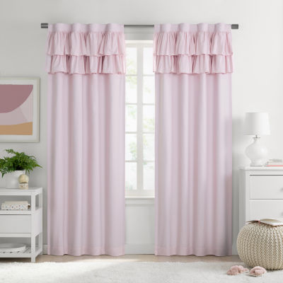 Under the Stars Kids Hayden Ruffle Energy Saving 100% Blackout Rod Pocket Back Tab Single Curtain Panel