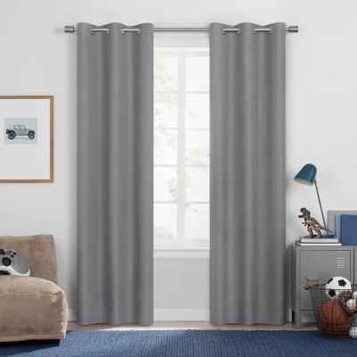 Under The Stars Hayden Textured Energy Saving 100% Blackout Grommet Top Single Curtain Panel