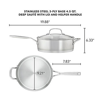 Mesa Mia Stainless Steel 5-qt. Saute Pan with Lid, Color: Stainless Steel -  JCPenney