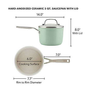 Caraway Nonstick Ceramic 3-Quart Sauce Pan with Lid Sage