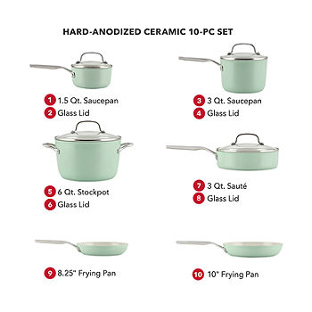 33 - Piece Non-Stick Stoneware Cookware Set
