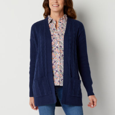 St. John's Bay Womens Long Sleeve Open Front Cardigan