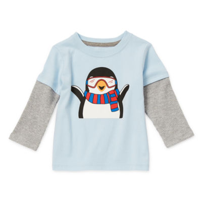 Okie Dokie Baby Boys Crew Neck Long Sleeve Graphic T-Shirt