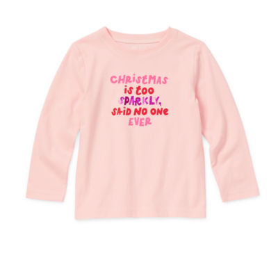 Okie Dokie Toddler & Little Girls Round Neck Long Sleeve Graphic T-Shirt