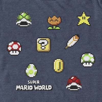 Mens Crew Neck Short Sleeve Regular Fit Super Mario Graphic T-Shirt