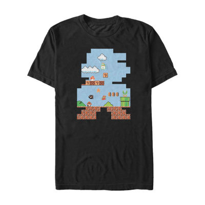 Mens Crew Neck Short Sleeve Regular Fit Super Mario Graphic T-Shirt
