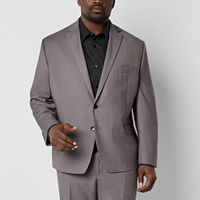 Shaquille O'Neal XLG Taupe Mens Big and Tall Stretch Fabric Regular Fit Suit Jacket, 56 Big Long, Beige
