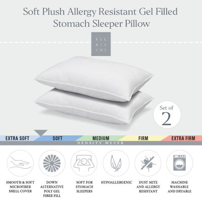 Ella Jayne Signature Plush Soft Allergy-Resistant Down Alternative Stomach Sleeper Pillow, Set of 2