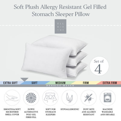 Ella Jayne Signature Plush Soft Allergy-Resistant Down Alternative Stomach Sleeper Pillow, Set of 4