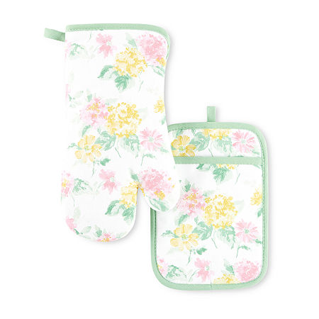 Martha Stewart Amber Floral 2-pc. Mitt + Pot Holder Set, One Size, Pink