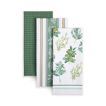 Martha Stewart Herbs Kitchen 3-pc. Kitchen Towel Set, Color: Green