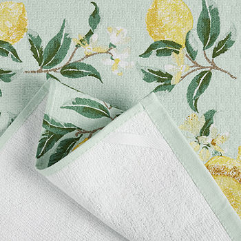 MARTHA STEWART Amber Floral Kitchen Towel Set 4-Pack, Blue/Green, 16x28