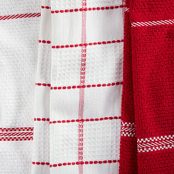 Martha Stewart Modern Waffle Kitchen Towel Set 6-Pack, Linen, 16x28