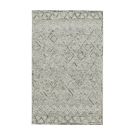 Amer Rugs Berlin Parsall Geometric Hooked Washable 5' X 8' Indoor Rectangular Area Rug, One Size, Gray